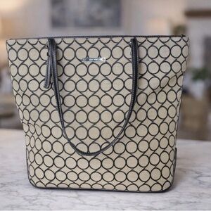 Nine West Society Girl Tote Bag Black White Geometric Print Shoulder Bag 13x13